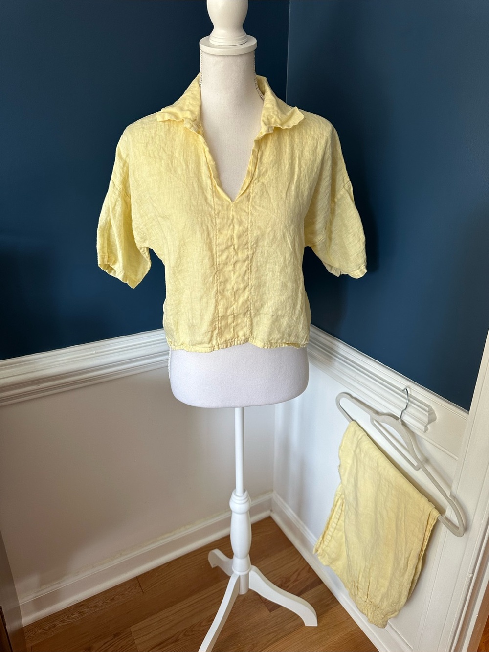 Terzo Millennio Yellow 100% Linen Two Piece Top & Pants Set Made in Italy Size S